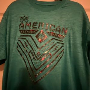 Blue tropical American fighter shirt